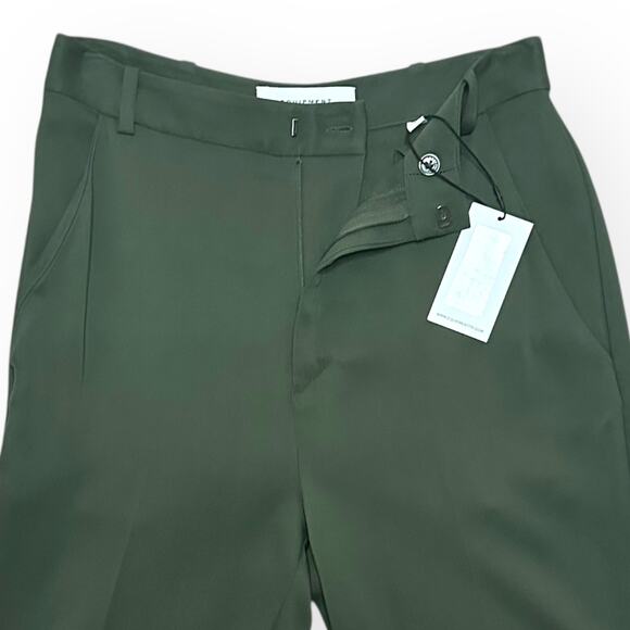New $325 EQUIPMENT Elowen Pants Straight Leg Side Slit Green Career Office Work - Picture 6 of 11